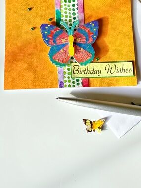 Birthday Wishes Butterfly Card - Orange
